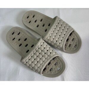 Slip On Shower Shoes Rubber Gray Womens 9 US College Dorm Vacation Beach